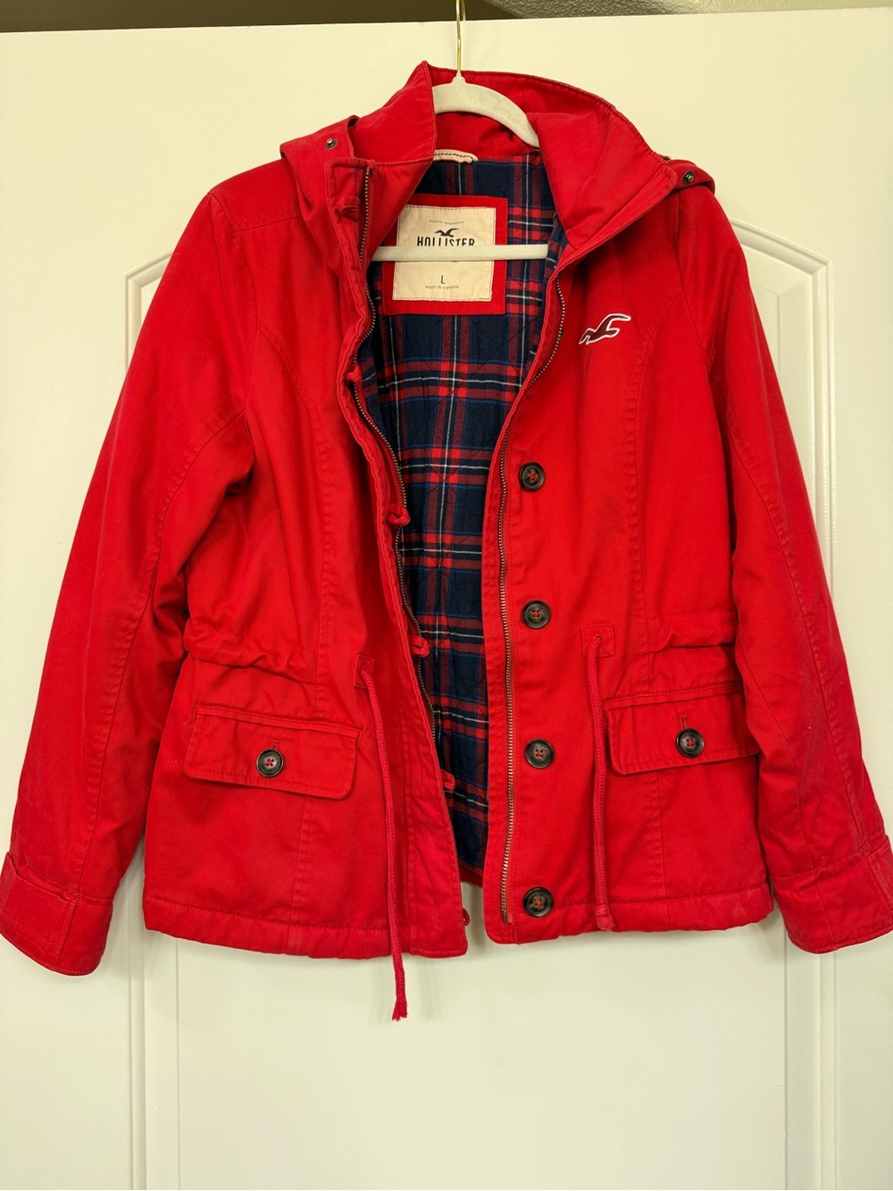 red Hollister Heritage Girls utility parka